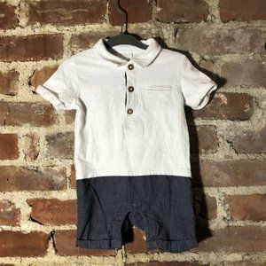 Florence and Fred Polo Black & White Romper 6-9M